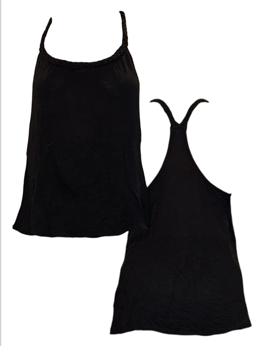 Women's Black Braided Racerback Tank Top